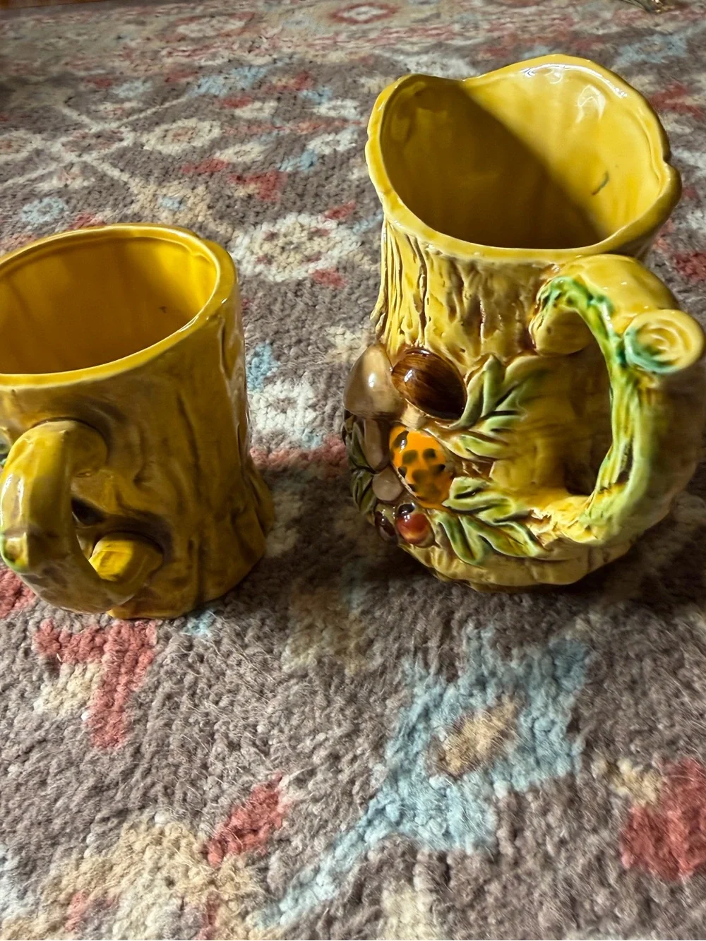 Vintage Sexton 1970 Woodland Tree Stump Creamer 🍄 Mug Set Mushroom Acorn Ceramic